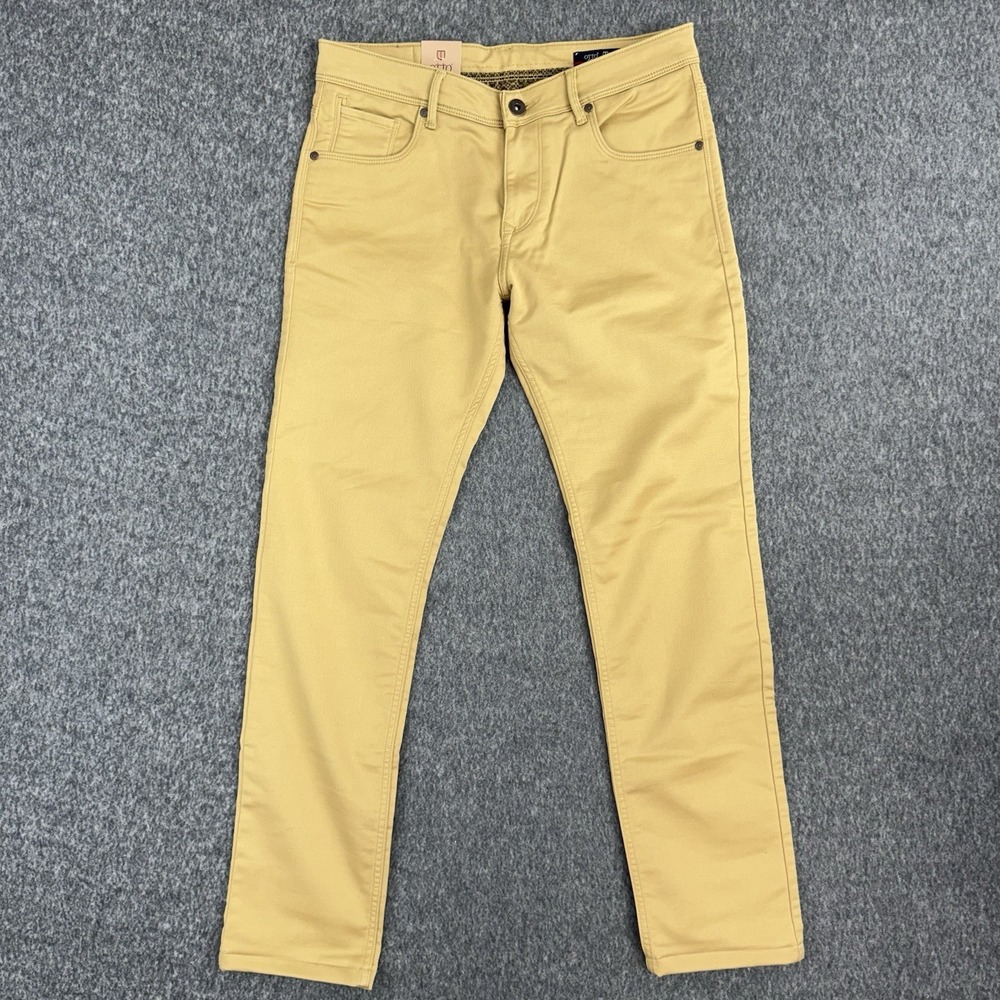Otto JNS Slim Fit Pants Men 34 Khaki Stretch Casual‎ Chino Flat Front